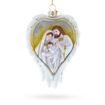 Holy Family Heart Blown Glass Christmas Ornament