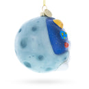 Astronaut on a Moon Blown Glass Christmas Ornament