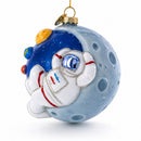 Astronaut Floating in Outer Space Glass Christmas Ornament