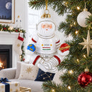 Santa Astronaut Glass Christmas Ornament