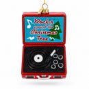 Retro Record Vinyl Player Glass Christmas Ornament