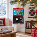 Retro Record Vinyl Player Glass Christmas Ornament