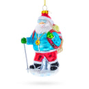 Snowshoeing Santa Blown Glass Christmas Ornament