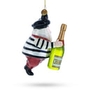 French Santa with Sparkling Wine Blown Glass Christmas Ornament