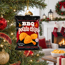 BBQ Potato Chips Bag Glass Christmas Ornament
