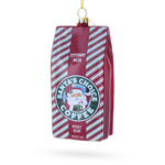 Santa’s Choice Coffee Bag Blown Glass Christmas Ornament