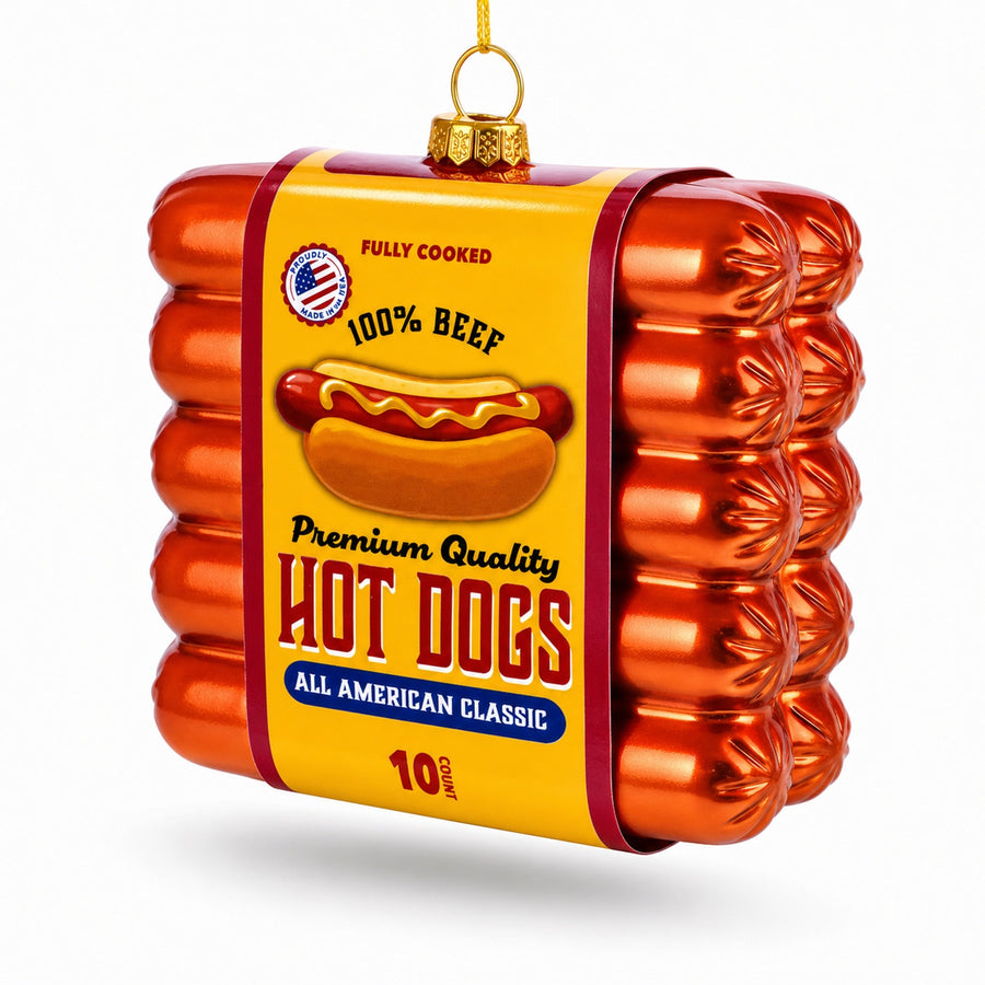 Premium Hot Dogs Pack Glass Christmas Ornament