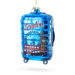 London Landmarks Suitcase Blown Glass Christmas Ornament