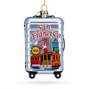 San Francisco Landmarks Suitcase Glass Christmas Ornament