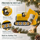 Excavator Construction Vehicle with Working Arm Glass Christmas Ornament