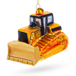 Bulldozer Construction Vehicle Blown Glass Christmas Ornament