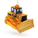 Bulldozer Construction Vehicle Blown Glass Christmas Ornament