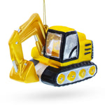 Track Excavator Construction Vehicle Blown Glass Christmas Ornament
