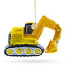 Track Excavator Construction Vehicle Blown Glass Christmas Ornament
