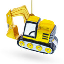 Track Excavator Construction Vehicle Blown Glass Christmas Ornament