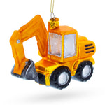 Wheel Excavator Construction Vehicle Blown Glass Christmas Ornament