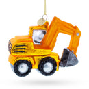 Wheel Excavator Construction Vehicle Blown Glass Christmas Ornament