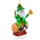 Irish Santa with Shamrock and Beer Blown Glass Christmas Ornament