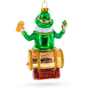 Irish Santa with Shamrock and Beer Blown Glass Christmas Ornament