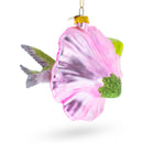 Hummingbird with Pink Hibiscus Blown Glass Christmas Ornament