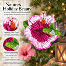 Hummingbird with Pink Hibiscus Glass Christmas Ornament