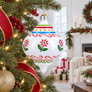 Finial with Floral Pattern Glass Christmas Ornament