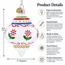 Finial with Floral Pattern Glass Christmas Ornament