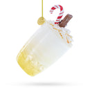 Whipped Cream Holiday Spirit Cocktail with Candy Cane Blown Glass Christmas Ornament