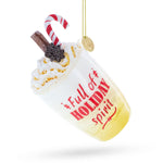 Whipped Cream Holiday Spirit Cocktail with Candy Cane Blown Glass Christmas Ornament
