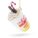 Whipped Cream Holiday Spirit Cocktail with Candy Cane Blown Glass Christmas Ornament