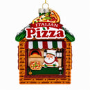 Italian Pizzeria with Santa Glass Christmas Ornament