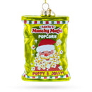 Santa’s Christmas Popcorn Bag Blown Glass Christmas Ornament