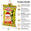 Santa’s Christmas Popcorn Bag Glass Christmas Ornament