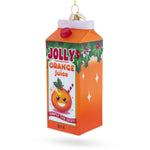 Jolly Christmas Orange Juice Box Blown Glass Christmas Ornament