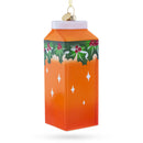 Jolly Christmas Orange Juice Box Blown Glass Christmas Ornament