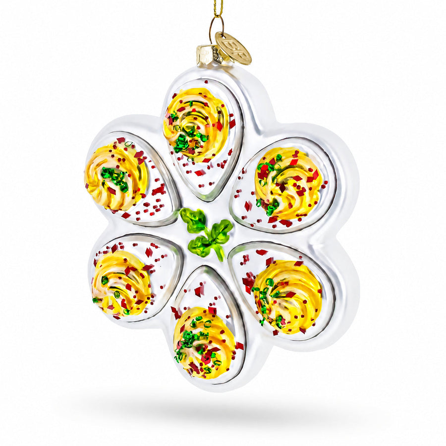 Deviled Egg Platter Glass Christmas Ornament