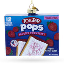 Frosted Strawberry Toaster Pops Blown Glass Christmas Ornament