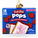 Frosted Strawberry Toaster Box Glass Christmas Ornament
