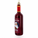 Santa’s Red Wine Bottle Glass Christmas Ornament