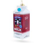 Milk Carton Blown Glass Christmas Ornament