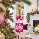 Sparkling Rosé Wine Bottle Glass Christmas Ornament