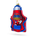 BBQ King of the Grill Apron Glass Christmas Ornament