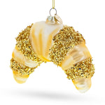 Glittered Croissant Blown Glass Christmas Ornament