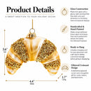Glittered Croissant Glass Christmas Ornament