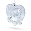 Our First Christmas Romantic Lovebirds Heart Blown Glass Christmas Ornament