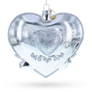 Our First Christmas Romantic Lovebirds Heart Blown Glass Christmas Ornament