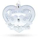 Our First Christmas Romantic Lovebirds Heart Blown Glass Christmas Ornament