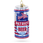 USA Patriot Beer Can Blown Glass Christmas Ornament