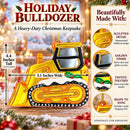 Yellow Construction Bulldozer Glass Christmas Ornament