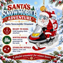 Retro Santa and Mrs. Claus on Snowmobile Glass Christmas Ornament